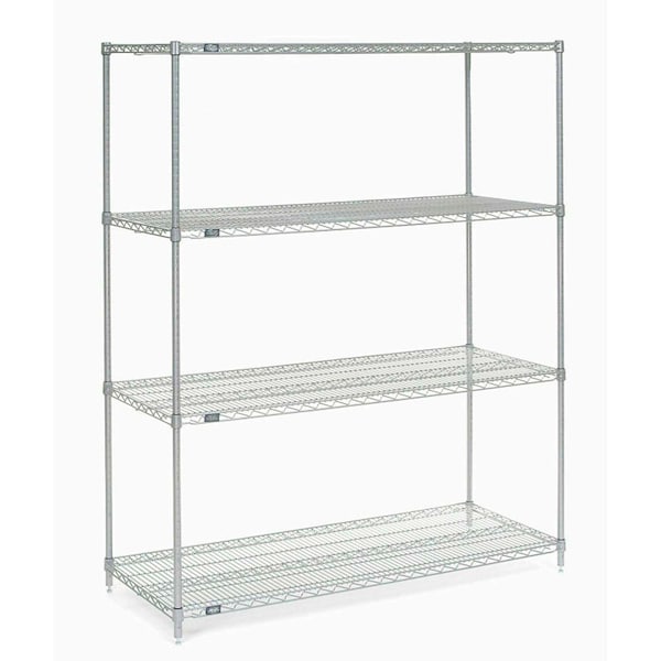 Nexel 5 Tier Chrome Wire Shelving Starter Unit, 60W x 21D x 74H 21607C5 - main